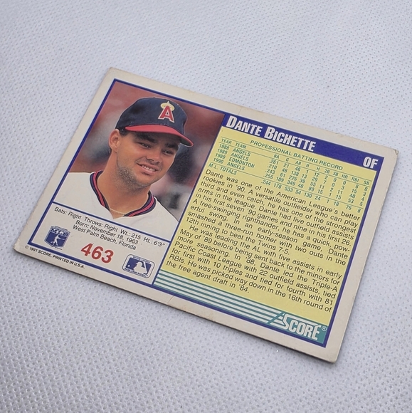 1991 Score Dante Bichette California Angels #463 Baseball Card - Picture 6 of 6